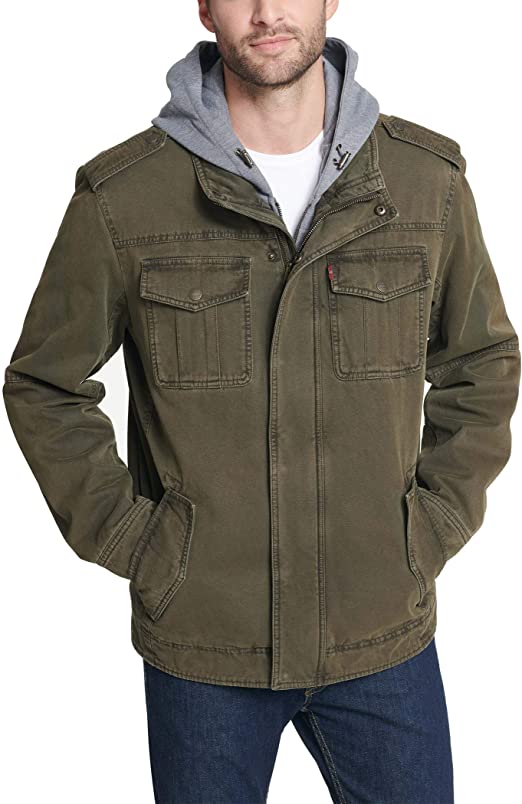 Photo 1 of Levi's Men's Washed Cotton Hooded Military Jacket
size m
