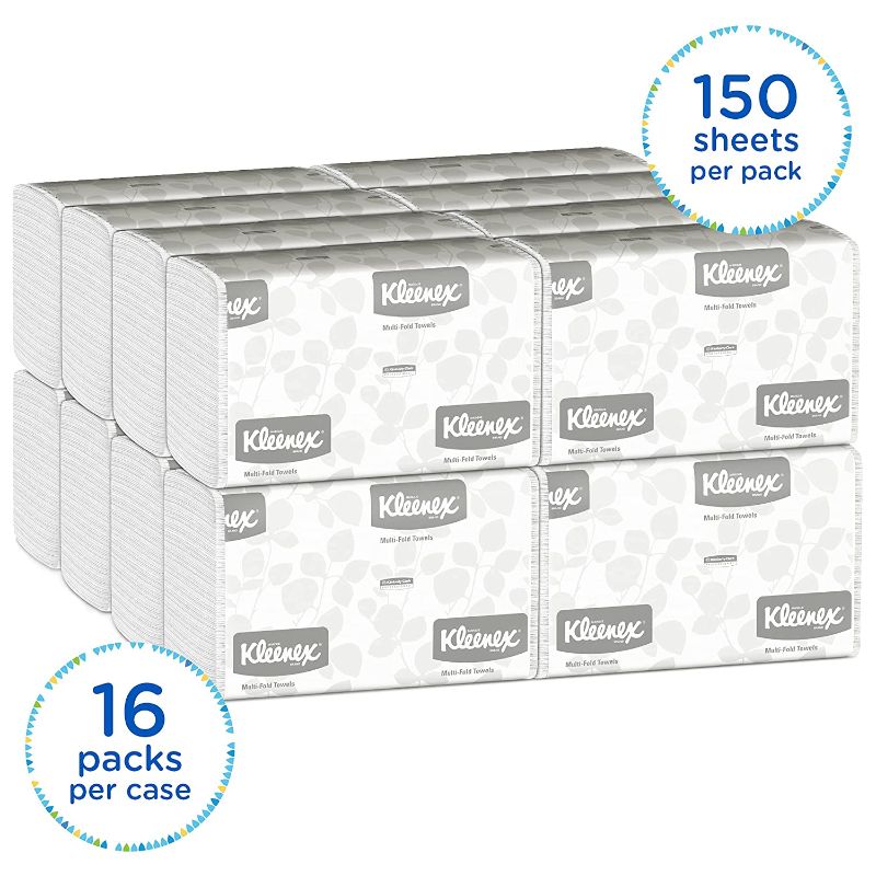 Photo 1 of 
Kleenex Multifold Paper Towels (01890), White, 16 Packs / Case, 150 Tri Fold Paper