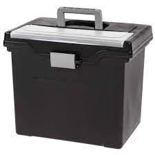 Photo 1 of 24 Qt. Portable Letter Size File Storage Box in Black