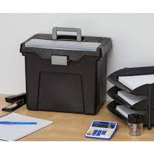 Photo 1 of 24 Qt. Portable Letter Size File Storage Box in Black