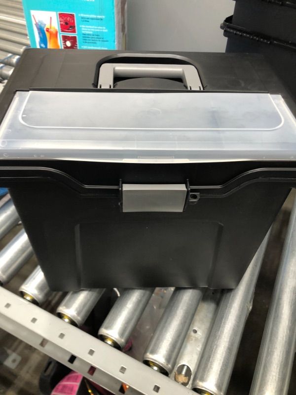 Photo 1 of 24 Qt. Portable Letter Size File Storage Box in Black