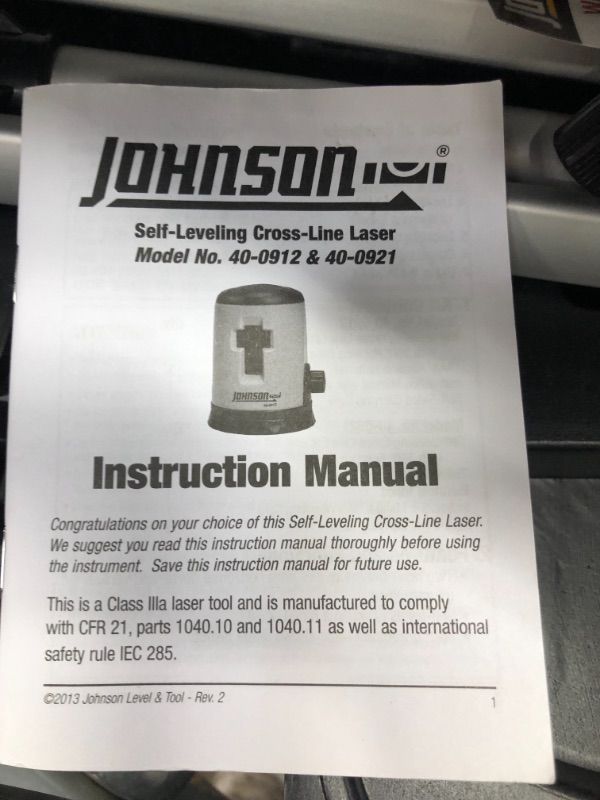 Photo 2 of ***PARTS ONLY*** Johnson Level 40-0912 Self-Leveling Cross-Line Laser Level
