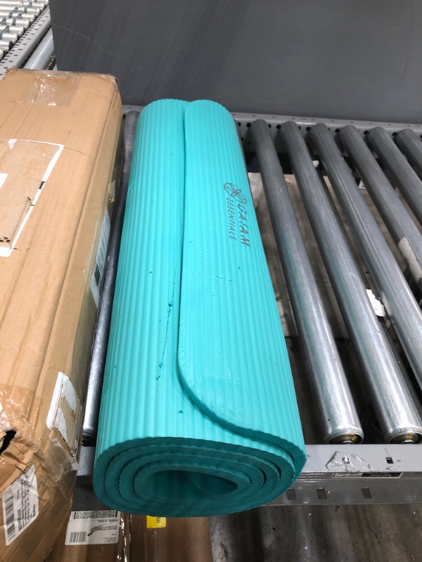 Photo 2 of **incomplete**Gaiam Essentials Thick Yoga Mat Fitness & Exercise Mat with Easy-Cinch Yoga Mat Carrier Strap, 72"L x 24"W x 2/5 Inch Thick
