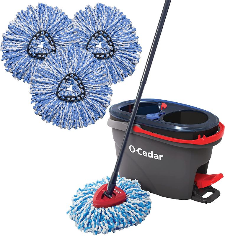 Photo 1 of **INCOMPLETE**
O-Cedar EasyWring RinseClean Microfiber Spin Mop & Bucket Floor Cleaning System with 3 Extra Refills, Grey
