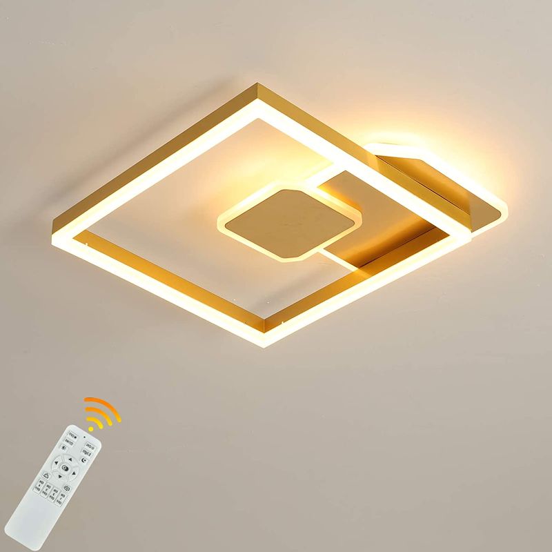 Photo 1 of **INCOMPLETE**
Qcyuui 43W LED Ceiling Light Dimmable, Flush Mount Close to Ceiling Lights with Gold Shade, Modern Acrylic Lighting Fixtures for Living Room Bedroom Dining Room Kitchen Indoor Decor, Square
