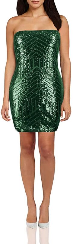 Photo 1 of Conail Coco Women’s Sexy Sparkling Sequin Plus Size Bodycon Stretchy Mini Party Dresses (2XL)
