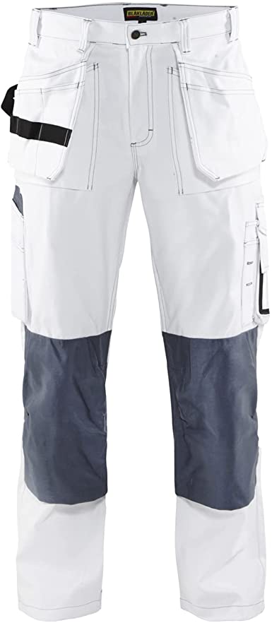 Photo 1 of Blaklader Men's Painter Durable Lightweight White Cotton Work Pants with Utility Pockets (40W X 32L)
