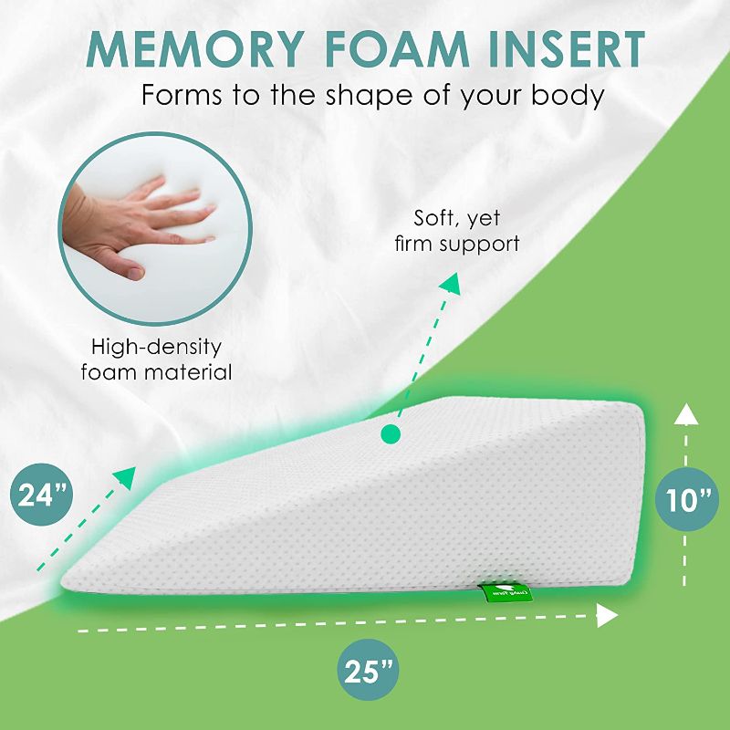 Photo 1 of ??Cushy Form Bed Wedge Pillow for Sleeping - Memory Foam Leg Elevation for Post Surgery, Sleeping, Sitting - Triangle Pillow with Washable Cover Helps Aid Snoring 25x24x10 Inch
