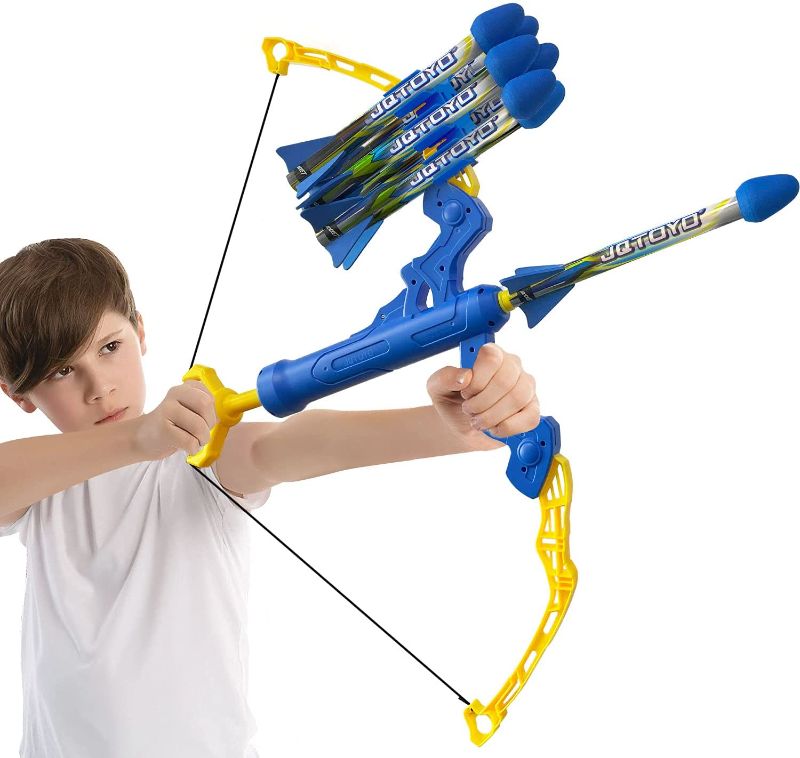 Photo 1 of New Upgraded Huge Bow and Arrow Set for Kids Can Range Over 100 Feet, Outdoor Toy Archery Set with 7 Foam Arrows, 2 Quiver and 6 Targets, for Boys & Girls 6-15 Years Old
