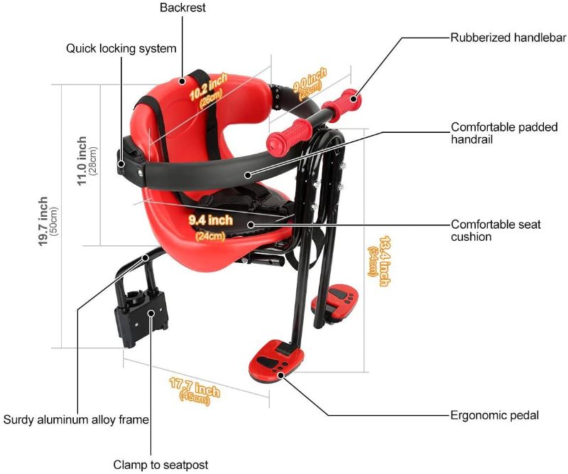 Photo 2 of FORTOP Bicycle Baby Kids Child Front Mount Seat USA Safely Carrier with Handrail
