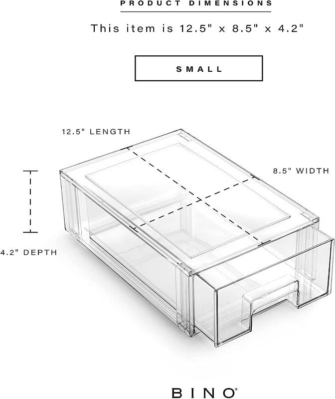 Photo 2 of 2 BINO | Stackable Plastic Storage Drawers, Small | THE CRATE COLLECTION | Multi-Use Storage Bins with Drawers | BPA-Free | Pantry Organization | Home Organization | Fridge Organizer | Freezer Organizer