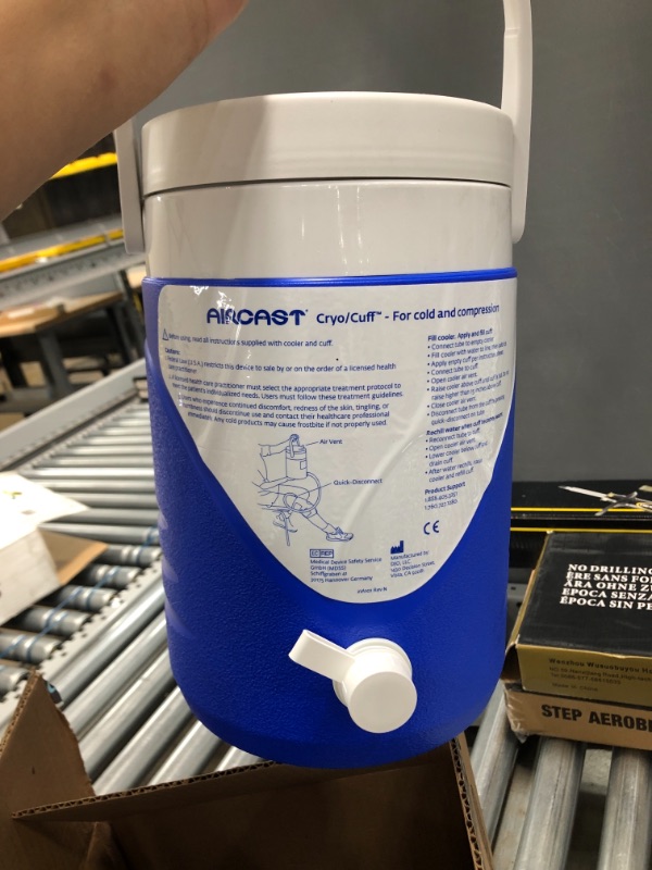 Photo 1 of Aircast Cryo/Cuff System, Combines Focused Compression with Cold Therapy to Provide Optimal Control of Swelling to Minimize Hemarthrosis, Edema and Pain, Complete System with Medium Knee Cuff, Blue
