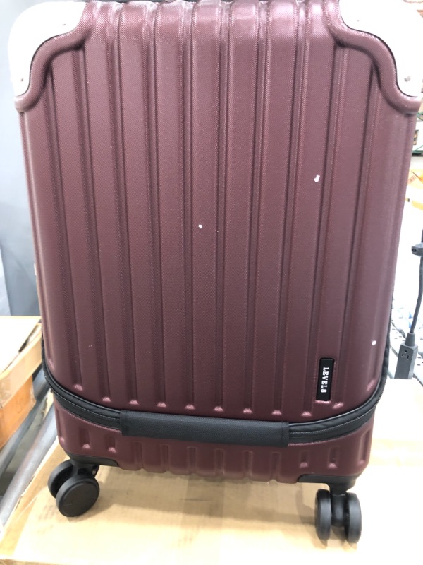 Photo 2 of LEVEL8 Grace EXT Carry On Luggage, 20” Expandable Hardside Suitcase, ABS+PC Harshell Spinner Luggage with TSA Lock, Spinner Wheels - Red, 20” Carry-On
