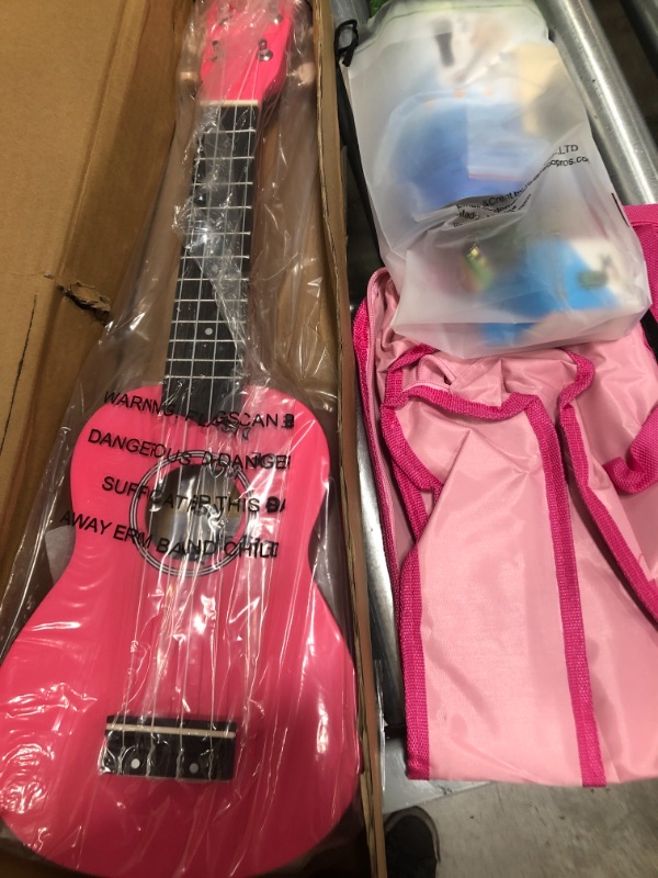 Photo 2 of iECO Soprano Ukulele Beginner Kit for Kids Adults 21 Inch Ukelele w/Case Strap Tuner Strings Picks (Pink)
