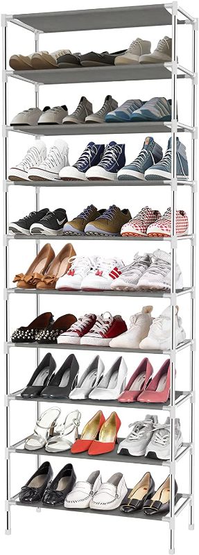 Photo 1 of Himimi 10 Tiers Shoe Rack, Non-Woven Fabric Shoe Tower Stand, Easy Assembled Shoe Shelf Organizer Closet for Home, Sturdy Shelf Storage Organizer Cabinet
