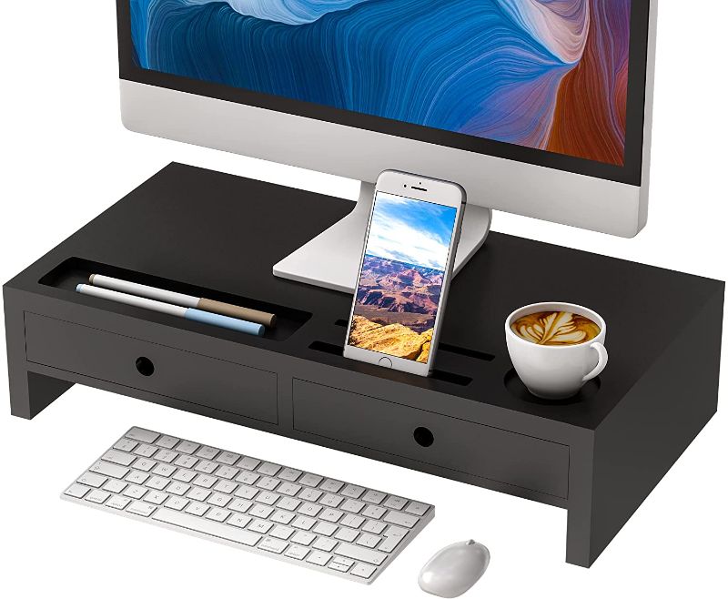 Photo 1 of Monitor Stand Riser with Drawer - Desk Shelf Organizer Keyboard Storage 20.5" x 10.6" x 4.8"(Black)
