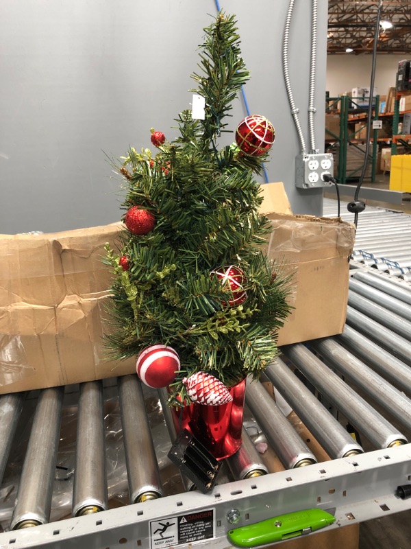 Photo 1 of 3 foot Christmas Tree with Red Ornaments and Lights 