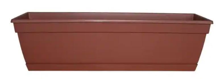 Photo 1 of 12 count***Newbury 7.86 in x 23.75 in. Terracotta Resin Window Box with Saucer
