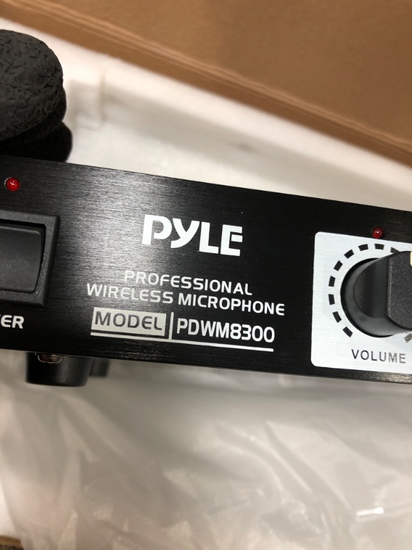 Photo 7 of Pyle 8 Channel Wireless Microphone System - Portable VHF Cordless Audio Mic Set with 1/4" and XLR Output, Dual Antenna, - Includes 8 Table Top Mics, Rack Mountable Receiver Base - PDWM8300, Black
