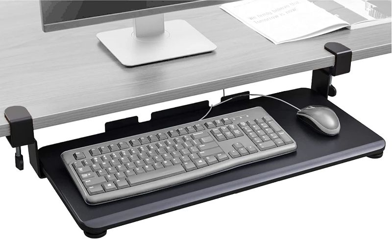Photo 1 of TechOrbits Keyboard Tray Under Desk – 27" Clamp On Keyboard Drawer Computer Stand