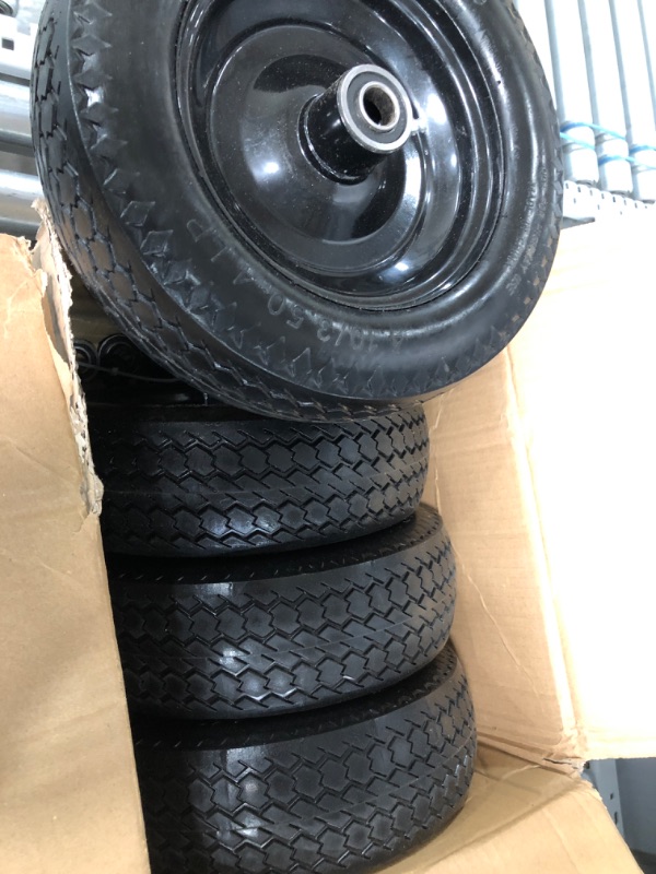 Photo 2 of 10" Flat Free Tires Solid Rubber  Wheels?4.10/3.5-4 Air Less Tires Wheels with 5/8" Center Bearings