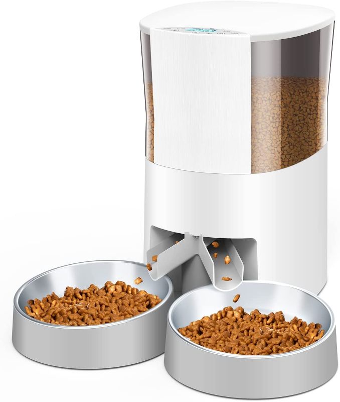 Photo 1 of HoneyGuaridan Automatic Cat Feeder for 2Timed Cat Feeder, Portion Control, Distribution Alarms and Voice Recorder 1-6 Meals per Day - 2 Stainless Steel Bowl