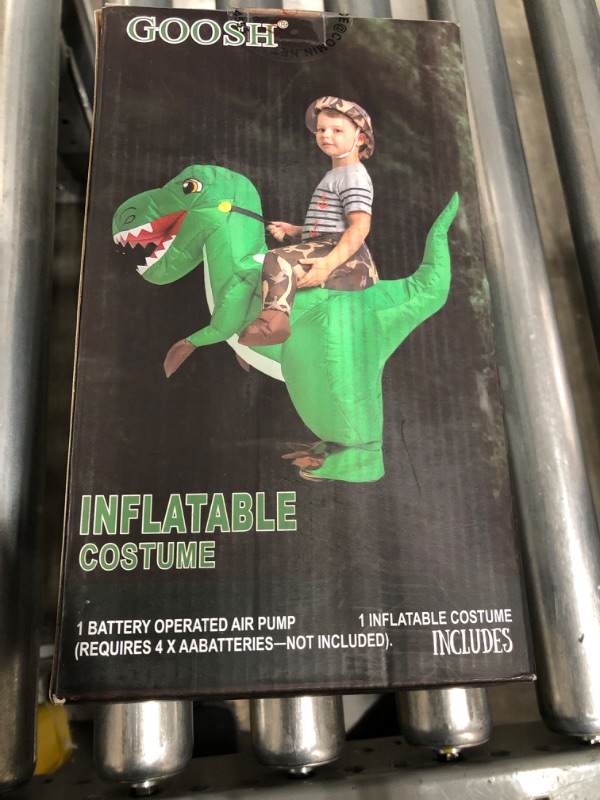 Photo 2 of GOOSH Inflatable Costume Dinosaur Rider, Blow Up Costume