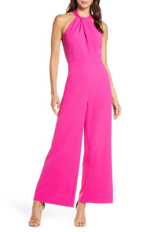 Photo 1 of Julia Jordan Halter Neck Jumpsuit in Fuchsia at Nordstrom, Size 4