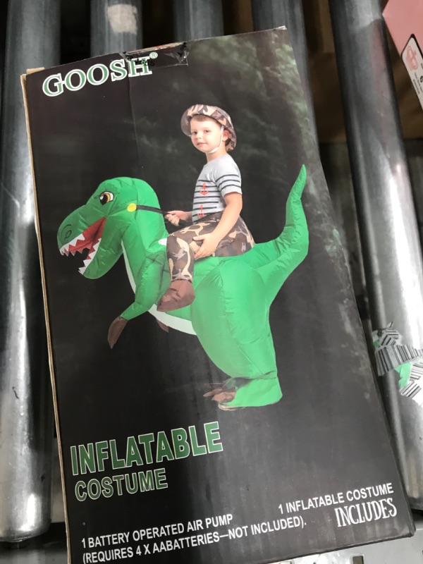 Photo 2 of GOOSH Inflatable Costume for Kids, Halloween Costumes Boys Girls Dinosaur Rider, Blow Up Costume for Unisex Godzilla Toy