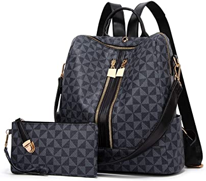 Photo 1 of Backpacks for Women Fashion PU Leather Bag Multipurpose Design Convertible Satchel Bag Travel Backpack Handbag and Purse 2Pcs