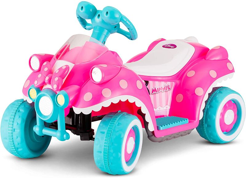 Photo 1 of Kid Trax Toddler Disney Minnie Mouse Electric Quad Ride On Toy, Kids 1.5-3 Years Old, 6 Volt Battery and Charger Included, Max Weight 45 lbs, Minnie Mouse Hot Pink
