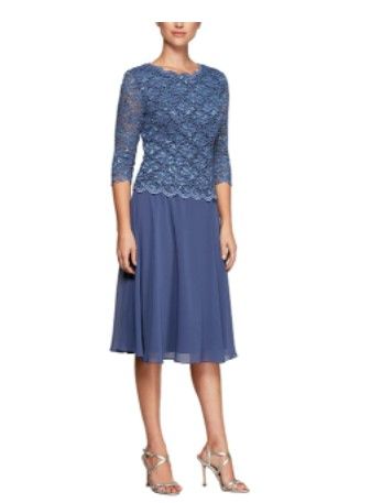 Photo 1 of Alex Evenings Women's Plus Size Tea Length Lace Mock Dress - size 6