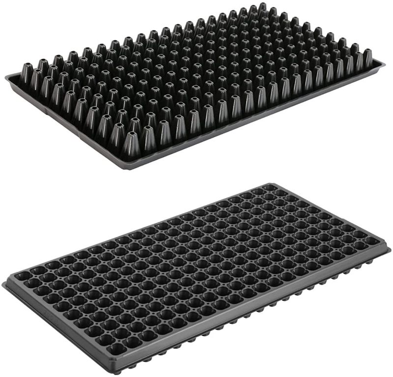 Photo 1 of 200 Cell, 10pcs-Pack Thick Durable Flats Vegetable Fruit Seeds Seedling Plastic Plug Farmer Nursery Trays Roots Propagation
