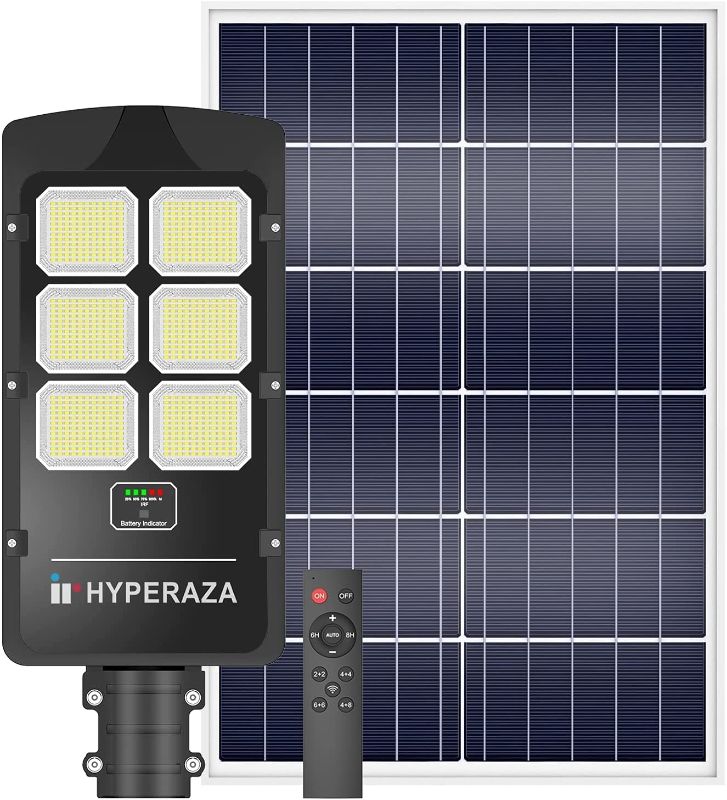 Photo 1 of Solar Street Light, Hyperaza 400W Solar Flood Light Outdoor Motion Sensor Dusk to Dawn Solar Light with Remote Control IP66 Waterproof for Parking Lot, Stadium, Garden(Bright White)
