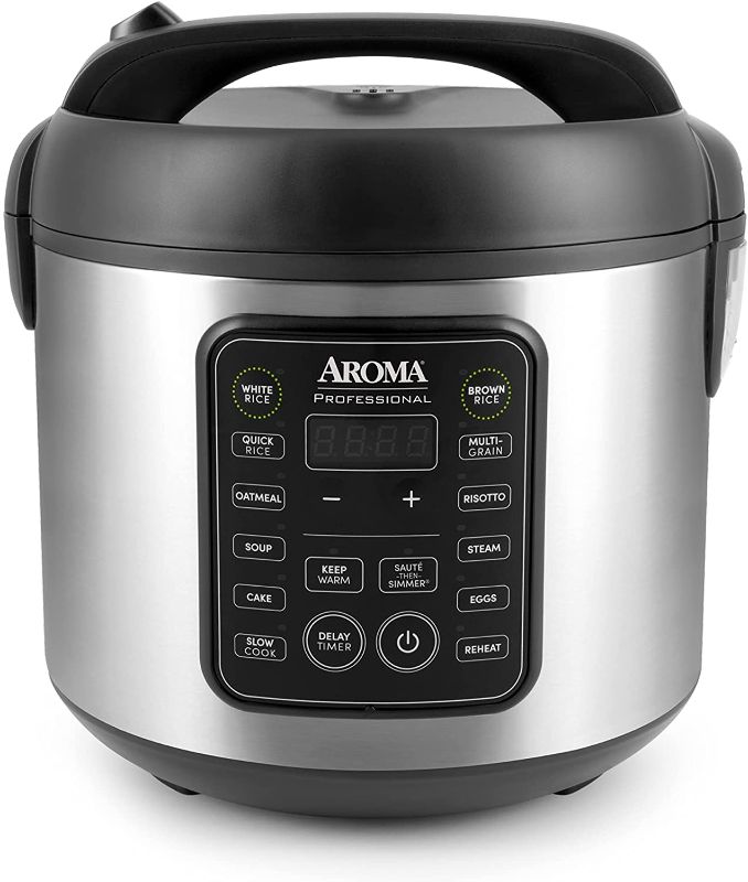 Photo 1 of Aroma Housewares ARC-5200SB 2O2O Model Rice & Grain Cooker, Sauté, Slow Cook, Steam, Stew, Oatmeal, Risotto, Soup, 20 Cup 10 Cup uncooked, Stainless Steel
