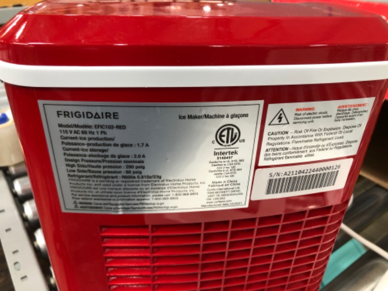 Photo 3 of Frigidaire EFIC102-RED Compact Making Machine, Large Portable Ice Maker, Red, Medium
