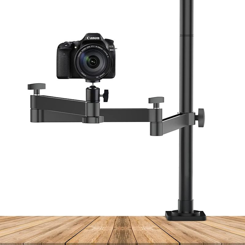 Photo 1 of ULANZI Camera Desk Mount Stand with Flexible Arm, Overhead Camera Mount, Articulated Arm with 360° Rotatable Ball Head, Aluminum Desk Mounting Stand for Ring Light/DSLR Camera/Webcam/Panel Light
