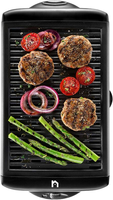 Photo 1 of New House Kitchen Electric Smokeless Indoor Grill, Large Non-Stick Cooking Surface, Temperature Control for Smoke-Free BBQing, Dishwasher Safe Removable Water Tray, Portable Kitchen Griddle, Black
