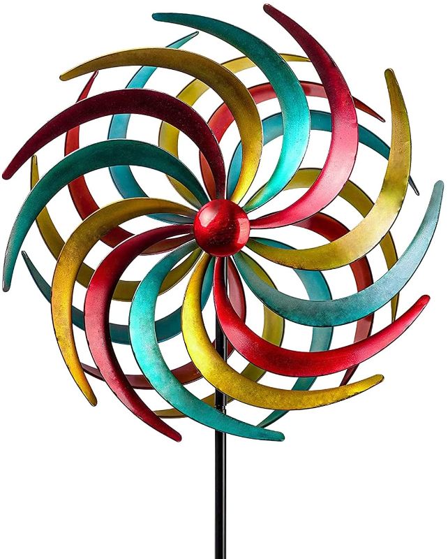 Photo 1 of aboxoo Large Colorful Wind Spinner Willow Leaves Dual Direction 360 Degree Windmills for Outdoor Yard Patio Lawn Garden Decorations, Decorative Lawn Ornament Wind Mills
