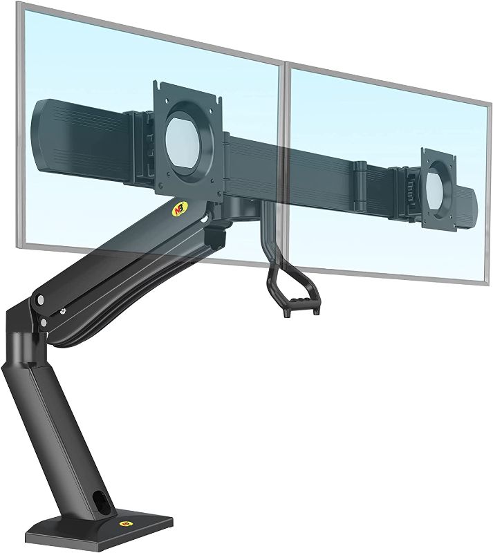 Photo 1 of NB North Bayou Dual Monitor Arm, Adjustable Monitor Desk Mount with Hand Lever, Mounting Fits for 24"-32" Two Big Screens with Load Capacity from 4.4lbs-33lbs Gaming Monitor Stand NB32-B
