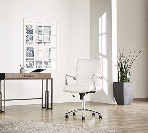 Photo 1 of Realspace - Chair - Winsley Leather Mid-Back Chair - Leather, Steel - 9/16" h x 23-13/16" w x 26-3/8" d - White
