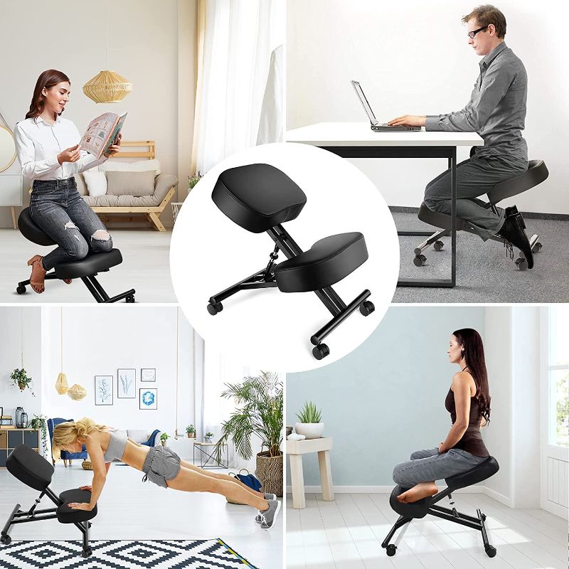 Photo 1 of Ergonomic Kneeling Chair, Adjustable Stool for Home and Office - Improve Your Posture with an Angled Seat - Thick Comfortable Moulded Foam Cushions - Brake Casters
