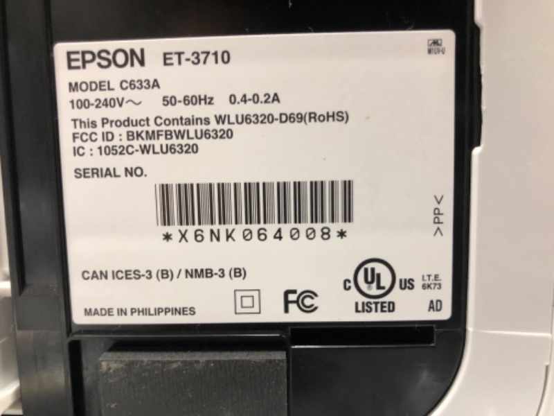 Photo 4 of Epson EcoTank ET-3710 Wireless Color All-in-One Cartridge-Free Supertank Printer 