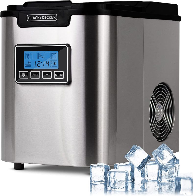 Photo 1 of BLACK+DECKER BIMY126S 26-lb Capacity Stainless Steel Ice Maker, Silver
