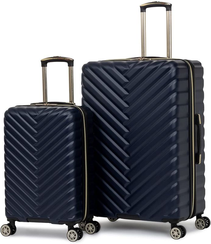 Photo 1 of Damaged (Parts Only) - Kenneth Cole Reaction Madison Square Hardside Chevron Expandable Luggage, Navy, 2-Piece Set (20" & 28")
