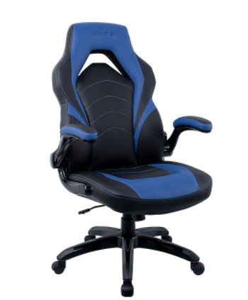 Photo 1 of Staples Emerge Vortex Bonded Leather Gaming Chair, Black and Blue (51464-CC)
