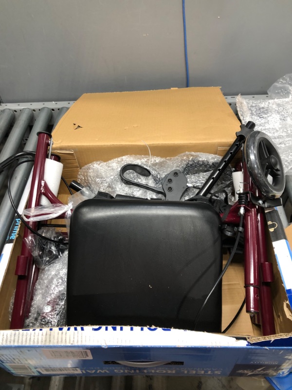 Photo 4 of Medline Steel Rollator Walker Burgundy 350 lbs Capacity