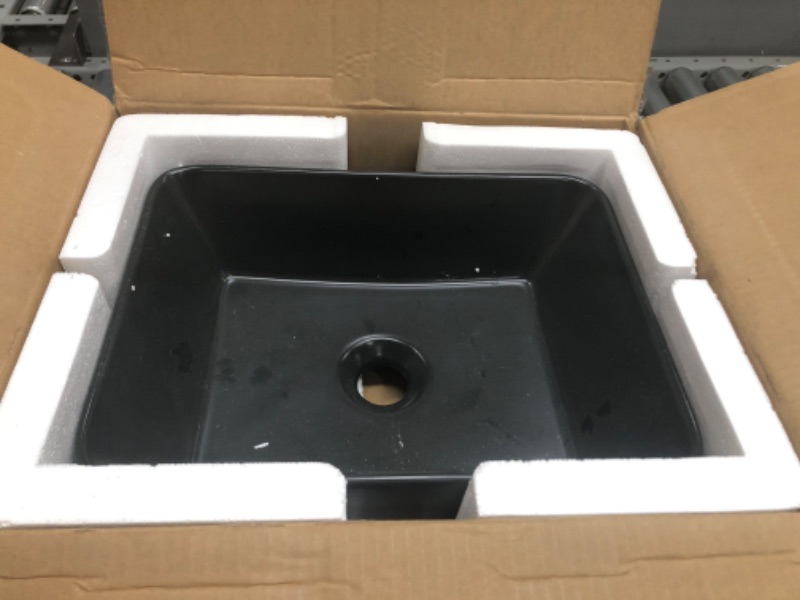 Photo 2 of 16 in. x 12 in. Vessel Sink Rectangle Modern Above in Matte Black Ceramic Bathroom Vessel Vanity Sink Bowl Art Basin
