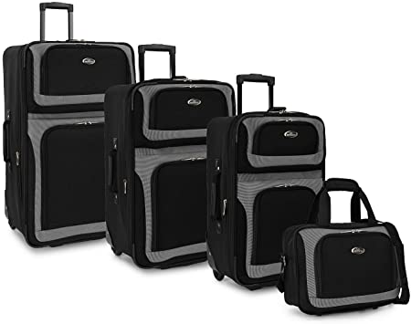 Photo 1 of U.S. Traveler New Yorker Lightweight Softside Expandable Travel Rolling Luggage Set, Black Dobby, 3-Piece (15/21/29)
