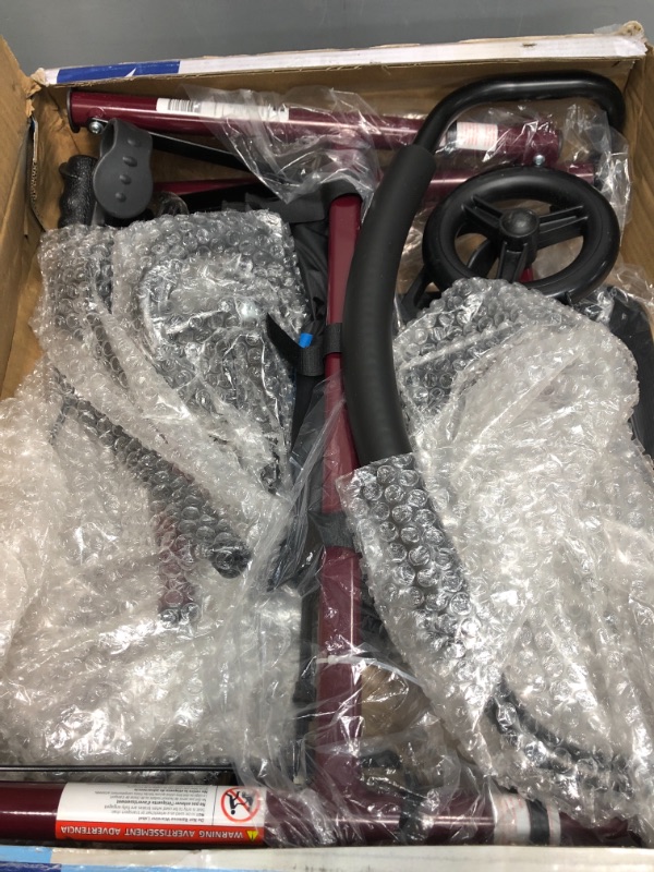 Photo 2 of Medline Steel Rollator Walker Burgundy 350 lbs Capacity